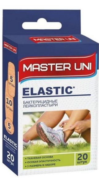 Изображение товара Лейкопластырь бактерицидный Master Uni Elastic тканевая основа 20шт Лейкопластырь бактерицидный Master Uni Elastic тканевая основа 20шт фотография